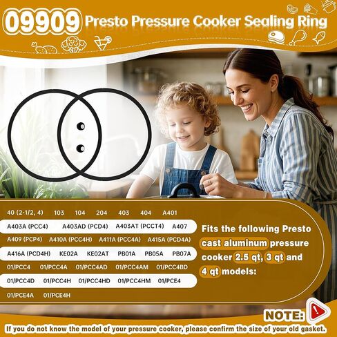 2 09909 for presto Pressure Canner Sealing Ring Gasket Fit for presto Cast Aluminum 2.5 3 4 Quart Pressure Cookers Include 1 Automatic Air Vent presto Pressure Canner Parts One-Year Free Replacement in Kuwait