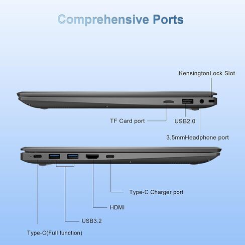 Laptop 15.6 Inch, 12GB RAM Laptops with Pentium Gold 6500Y (Up to 3.4GHz), 128GB SSD, FHD IPS Screen, USB C, USB 3.2, HDMI, WiFi, Lightweight Laptop for Student, Home and Everyday Use in Kuwait