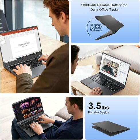 Laptop 15.6 Inch, 12GB RAM Laptops with Pentium Gold 6500Y (Up to 3.4GHz), 128GB SSD, FHD IPS Screen, USB C, USB 3.2, HDMI, WiFi, Lightweight Laptop for Student, Home and Everyday Use in Kuwait