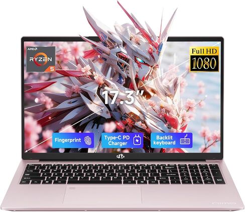NIMO 17.3" Light-Gaming-Laptop, 6 Cores AMD Ryzen 5 6600H 16GB RAM 1TB SSD (Up to 4.5GHz) Radeon 660M 100W Type-C FHD Backlit Keyboard for Content Creators & Business Student in Kuwait