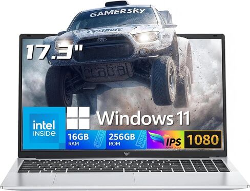 MALLRACE Laptop,17.3-Inch FHD Display Laptop Computer with Quad Core-12th Alder Lake N95(Beats N5095,Up to 3.4GHz), 16GB RAM 256GB ROM Traditional Laptop Computer,6000Mah Battery,Silver in Kuwait