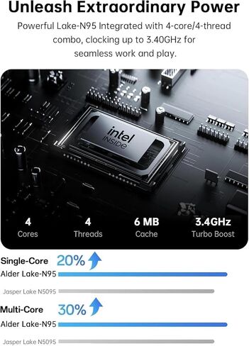 MALLRACE Laptop,17.3-Inch FHD Display Laptop Computer with Quad Core-12th Alder Lake N95(Beats N5095,Up to 3.4GHz), 16GB RAM 256GB ROM Traditional Laptop Computer,6000Mah Battery,Silver in Kuwait