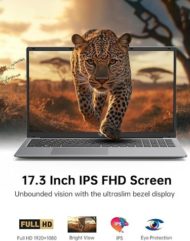 MALLRACE Laptop,17.3-Inch FHD Display Laptop Computer with Quad Core-12th Alder Lake N95(Beats N5095,Up to 3.4GHz), 16GB RAM 256GB ROM Traditional Laptop Computer,6000Mah Battery,Silver in Kuwait