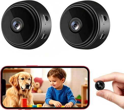 Mini Nanny Cam WiFi Spy Home Security Camera Small Hidden Video Recorder Phone App Remote Monitor Baby Pet Cam Motion Detection Night Vision, 2 Packs in Kuwait