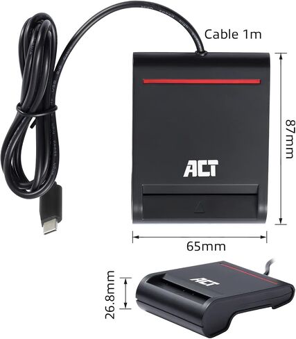 ACT eID Card Reader Belgium, USB C Card Reader, Not for ID App 2, Power LED Status AC6020 in Kuwait