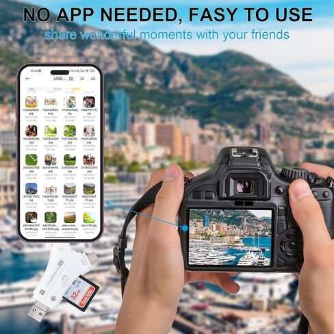 SD Card Reader for iPhone/ipad/Android/Mac/Computer/Camera, 4 in 1 SD Card Reader Reads Both SD TF Memory simultaneously Memory Card Reader Trail Camera Viewer Compatible for SD TF Card White in Kuwait