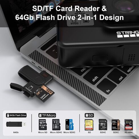 Micro SD Card Reader & 64GB USB Flash Drive 2 in 1 - USB 3.0 Memory Card Reader Adapter Supports SD/Micro SD/MMC/SDXC/SDHC/Micro SDHC Card, Portable U Disk Thumb Drive Flash Card Reader for Camera in Kuwait