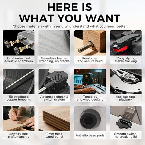 White Bluetooth Record Player, 3-Speed Belt Drive Turntable in Kuwait
