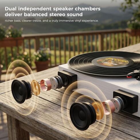 White Bluetooth Record Player, 3-Speed Belt Drive Turntable in Kuwait