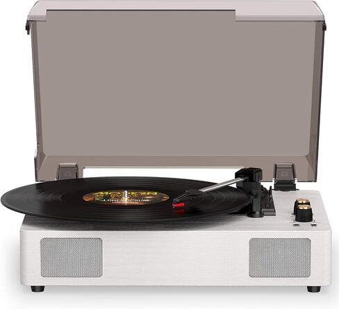 White Bluetooth Record Player, 3-Speed Belt Drive Turntable in Kuwait
