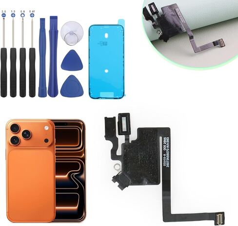 Earpiece Speaker Replacement for iPhone 17 Pro Max Ear Speaker for iPhone 17 Pro Max Earphone Speaker Light Proximity Sensor Flex Cable Assembly with Tools Black in Kuwait