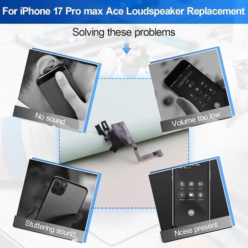 Earpiece Speaker Replacement for iPhone 17 Pro Max Ear Speaker for iPhone 17 Pro Max Earphone Speaker Light Proximity Sensor Flex Cable Assembly with Tools Black in Kuwait