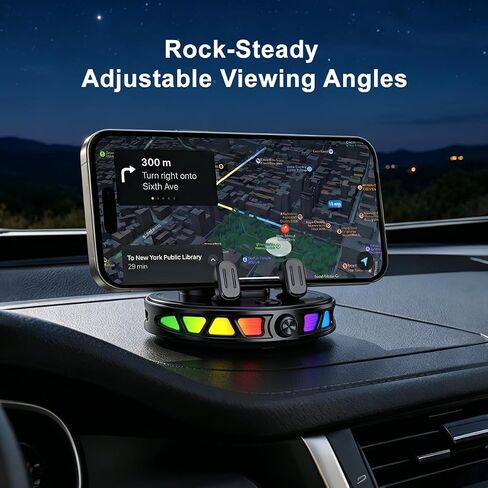 Wireless Car Charger Dashboard Phone Holder,15W Fast Charging One-Hand Operation Rotatable Bracket with RGB Light,Anti-Slip Navigation Mount with Strong Suction Cup, for Most Smart Phone in Kuwait