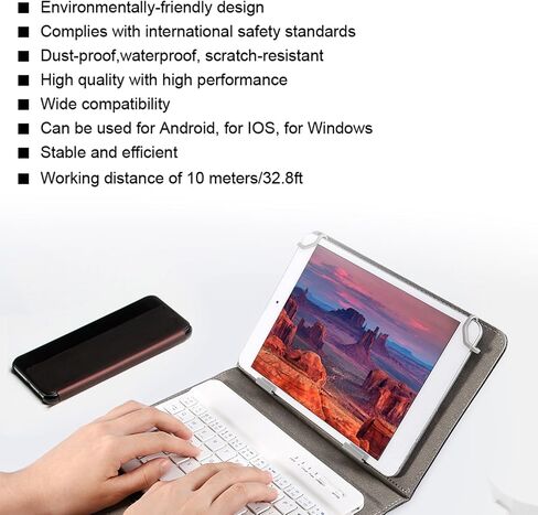 Cryfokt Bluetooth Keyboard for Tablet with PU Leather Case, Black in Kuwait