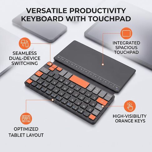 ASHATA Travel Keyboard with Touchpad, Compact Keyboard, Foldable Cover in Kuwait