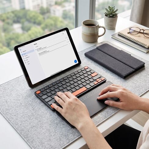 ASHATA Travel Keyboard with Touchpad, Compact Keyboard, Foldable Cover in Kuwait