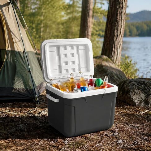 30 Qt Hard-Sided Cooler, 42-Can Insulated Ice Chest with Carry Handle, Gray in Kuwait