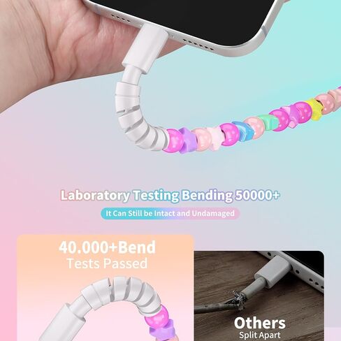 Aolcev for iPhone Charging Cord 3.3FT Fast Charger Cable 66W Cute Stars Beaded Phone Charger Cord Pearl USB A Charging Cable for iPhone 14 13 12 11 Pro Max Plus for iPad Pro Air Colourful Stars in Kuwait