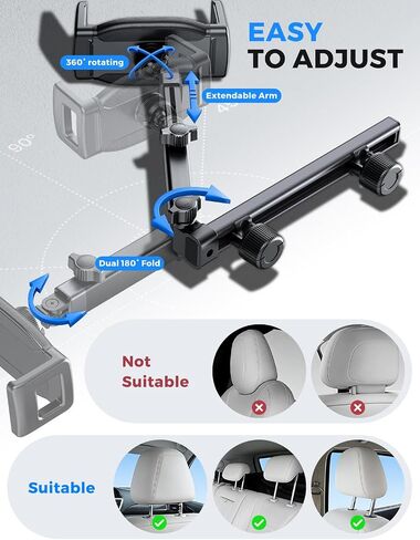 eSamcore 15" Cup Holder Tablet Mount and Backseat Headrest Tablet Holder, 2-in-1 Car Mount Bundle Set in Kuwait