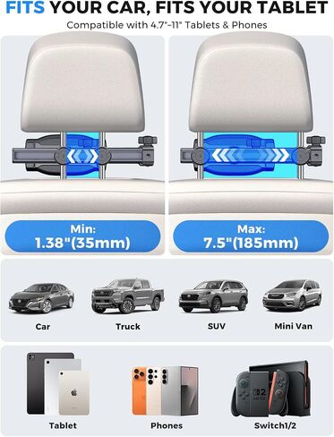 eSamcore 15" Cup Holder Tablet Mount and Backseat Headrest Tablet Holder, 2-in-1 Car Mount Bundle Set in Kuwait