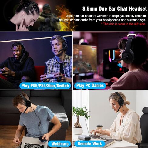 Joso Wired Headset with Mic, Dual Ear Headset for PS5/PS4/Xbox/Switch/PC/iPad/Mac/Tablet with with USB C & USB-A Adapter - Chat Headphone, Business, Coach, Gaming, Working in Kuwait