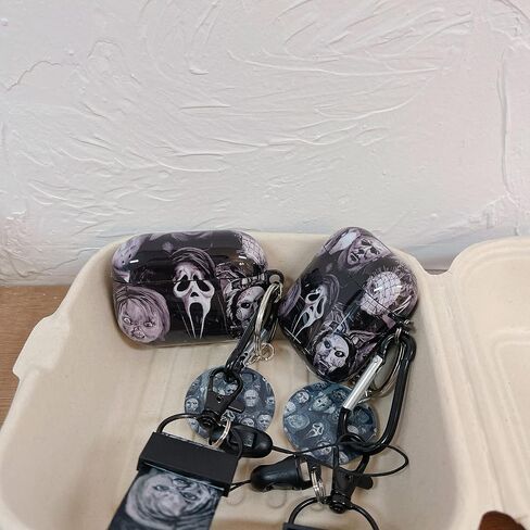 Cool Scream Pattern Pro 3rd Generation Case 2025 with Durable IMD Printing Technology and PET Layer，with Horror Keychain Clip Carabiner and Lanyard，Designed for Those who Like Thrilling Horror Themes in Kuwait