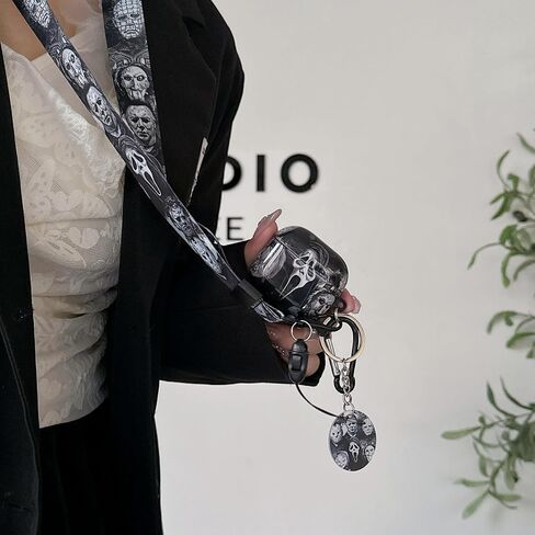 Cool Scream Pattern Pro 3rd Generation Case 2025 with Durable IMD Printing Technology and PET Layer，with Horror Keychain Clip Carabiner and Lanyard，Designed for Those who Like Thrilling Horror Themes in Kuwait