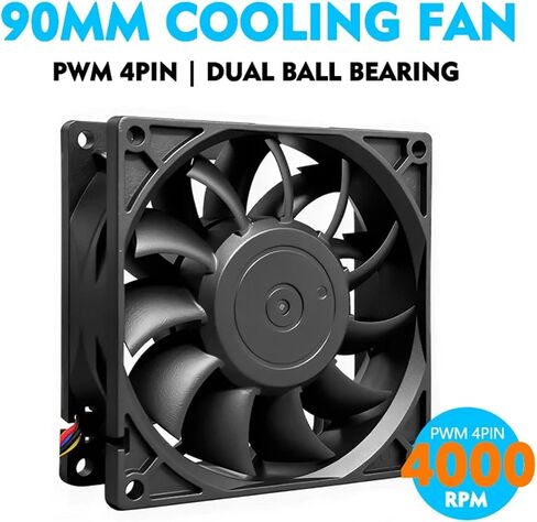 12V 9025 90mm PC Cooling Fan PWM 4PIN 4000RPM High Speed Two Ball Bearing for Computer Server Cabinet Case CPU Cooler in Kuwait