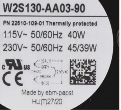 W2S130-AA03-90 115/230V 0.62/0.31A 40/45W 2800RPM Cooling Fan 130mm in Kuwait