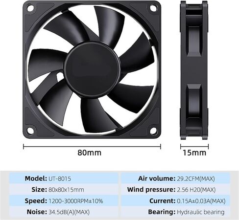 UT-8015 8CM Chassis Fan Slim 15mm Thinckness 12V/4Pin PWM Hydraulic Bearing 1200-3000rpm PC Case Cooling Ventilator in Kuwait