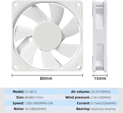 UT-8015 8CM Chassis Fan Slim 15mm Thinckness 12V/4Pin PWM Hydraulic Bearing 1200-3000rpm PC Case Cooling Ventilator in Kuwait
