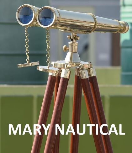 Vintage Solid Brass Floor-Standing Binoculars with Tripod – Nautical Telescope for Adults | Bird Watching, Marine Decor, Hiking, Outdoor in Kuwait