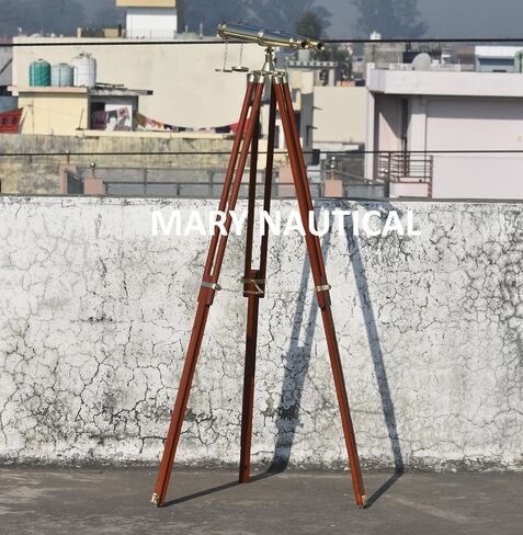 Vintage Solid Brass Floor-Standing Binoculars with Tripod – Nautical Telescope for Adults | Bird Watching, Marine Decor, Hiking, Outdoor in Kuwait