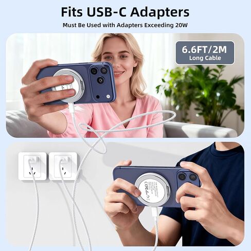 EGK Mag.Safe Charger for iPhone, Magnetic Wireless Charger Stand for iPhone 12-17 Series & AirPods Pro 4-2 with 6.6ft USB-C Charging Cable in Kuwait