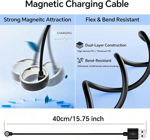[1+1Pack] Smart Ring Charging Case & Charger Cable for Fitness Ring Magnetic Charger Portable Charging Box Charging Cord for Smart Rings (Not Wireless Charger) in Kuwait