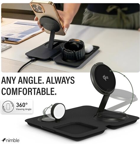Nimble FOLD 3-in-1 Wireless Charging Station, Qi2-Certified, USB-C Cable in Kuwait