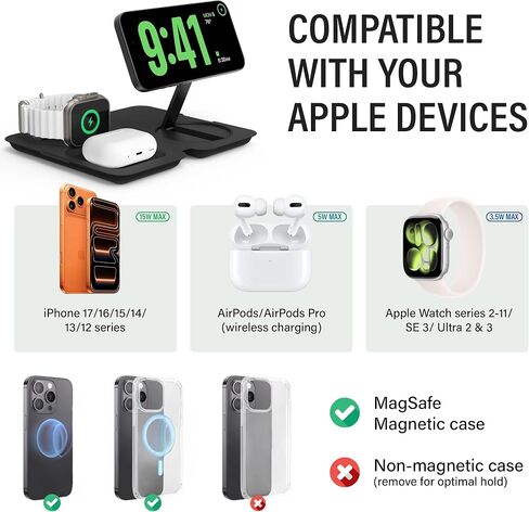 Nimble FOLD 3-in-1 Wireless Charging Station, Qi2-Certified, USB-C Cable in Kuwait