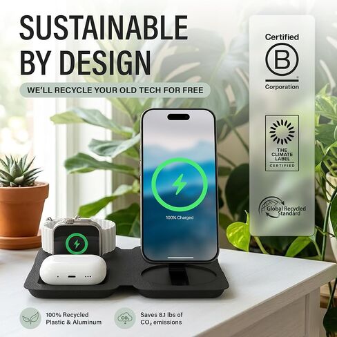 Nimble FOLD 3-in-1 Wireless Charging Station, Qi2-Certified, USB-C Cable in Kuwait