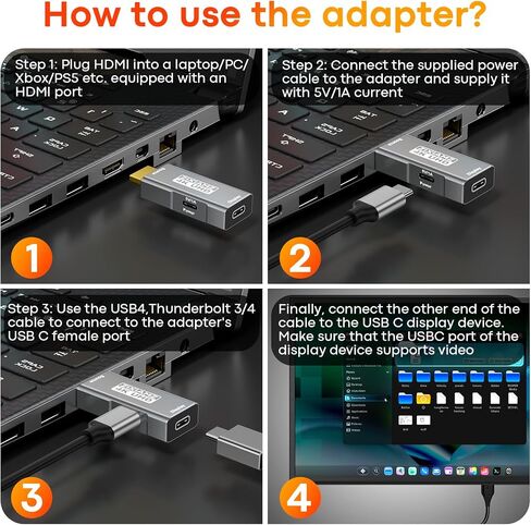 4K@60Hz HDMI to USB C Adapter, Uni-Directional Male to Female in Kuwait