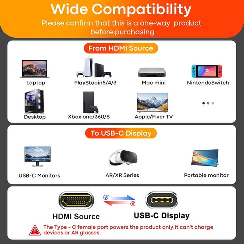 4K@60Hz HDMI to USB C Adapter, Uni-Directional Male to Female in Kuwait