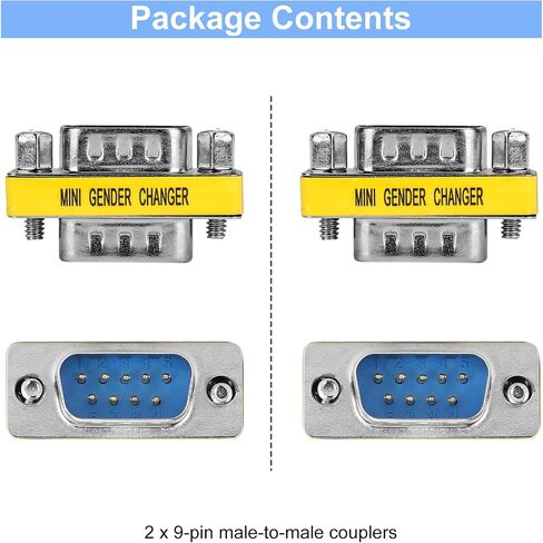 ENUODA 2 Pack Gender Changers 9 Pin Male to Male Adapter DB9 Coupler, Data Transfer and Device Connection for RS232 Serial Cables in Kuwait