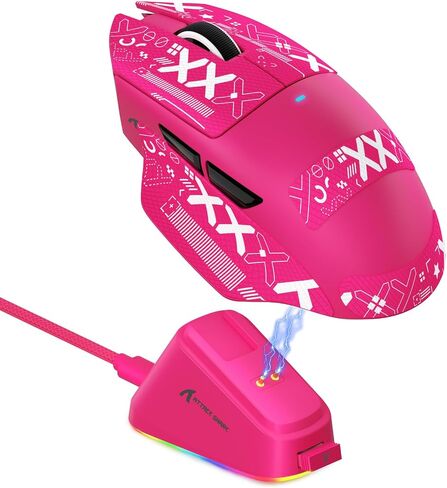 MAMBASNAKE Attack Shark V6 65g Lightweight RGB Gaming Mouse with Magnetic Charging Dock, BT/2.4G Wireless/Wired 1K Polling Rate, 25K DPI, Programmable Mice for PC/Mac/Laptop(White&Stickers) in Kuwait