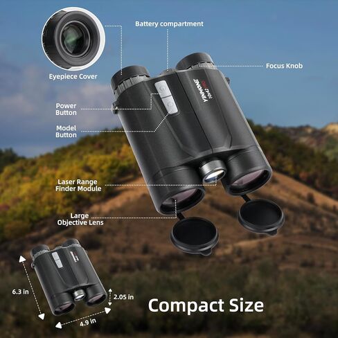 Gen2 10x42 Laser Rangefinder Binoculars Hunting with Pro Harness 2500Yds in Kuwait