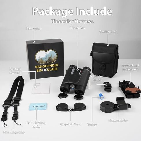 Gen2 10x42 Laser Rangefinder Binoculars Hunting with Pro Harness 2500Yds in Kuwait