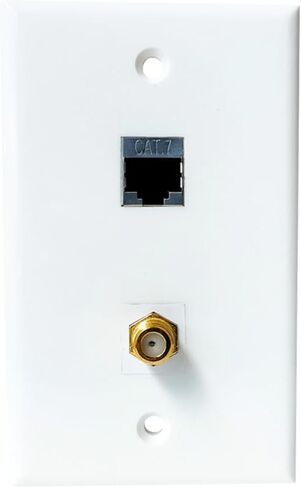 Single Gang CAT7 Ethernet Coax Wall Plate Female to Female Coupler - CAT 7 Network Coaxial Cover Plate for CAT8/CAT7/CAT6 and Coax Cable in Kuwait