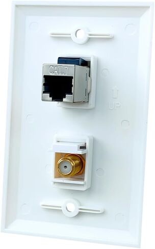 Single Gang CAT7 Ethernet Coax Wall Plate Female to Female Coupler - CAT 7 Network Coaxial Cover Plate for CAT8/CAT7/CAT6 and Coax Cable in Kuwait