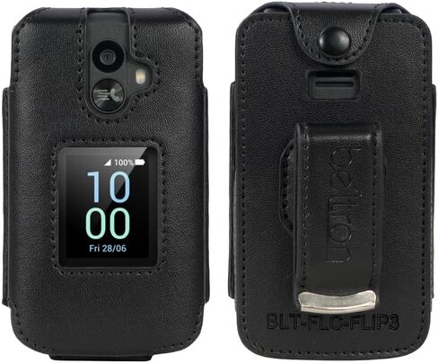 Leather Case for TCL Flip 3 T435 (2024) - BELTRON Case with Secure Form Fit Cover, Built-in Screen Protection & Rotating Metal Belt Clip (Tracfone Spectrum Verizon) in Kuwait