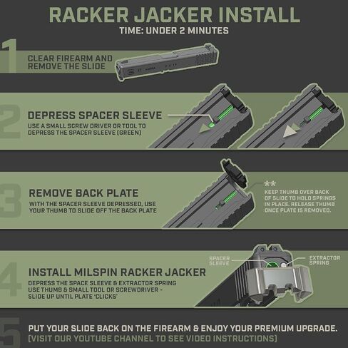 Milspin Aircraft-Grade Aluminum Racker Jacker Compatible with Glock 17, 19, 19X, 26, PSA Dagger, and More with Improved Slide Grip in Saudi Arabia