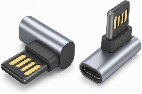 90 Degree USB C Female to USB Male Adapter 2 Pack,Double Sided Insertion USB Converter,Support Charge & Data Sync for PC, Laptop,Desktop,Phones,Charger,Mouse,Keyboard in Kuwait