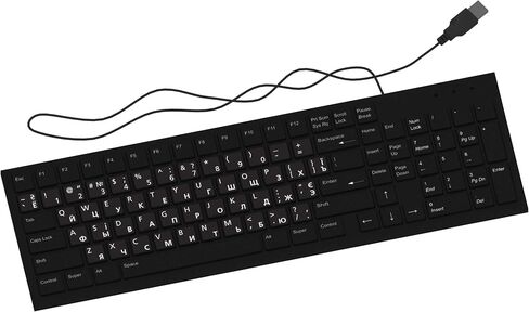 Russian Ukrainian Keyboard Stickers, White Letters Black Keys 2 Pack in Kuwait